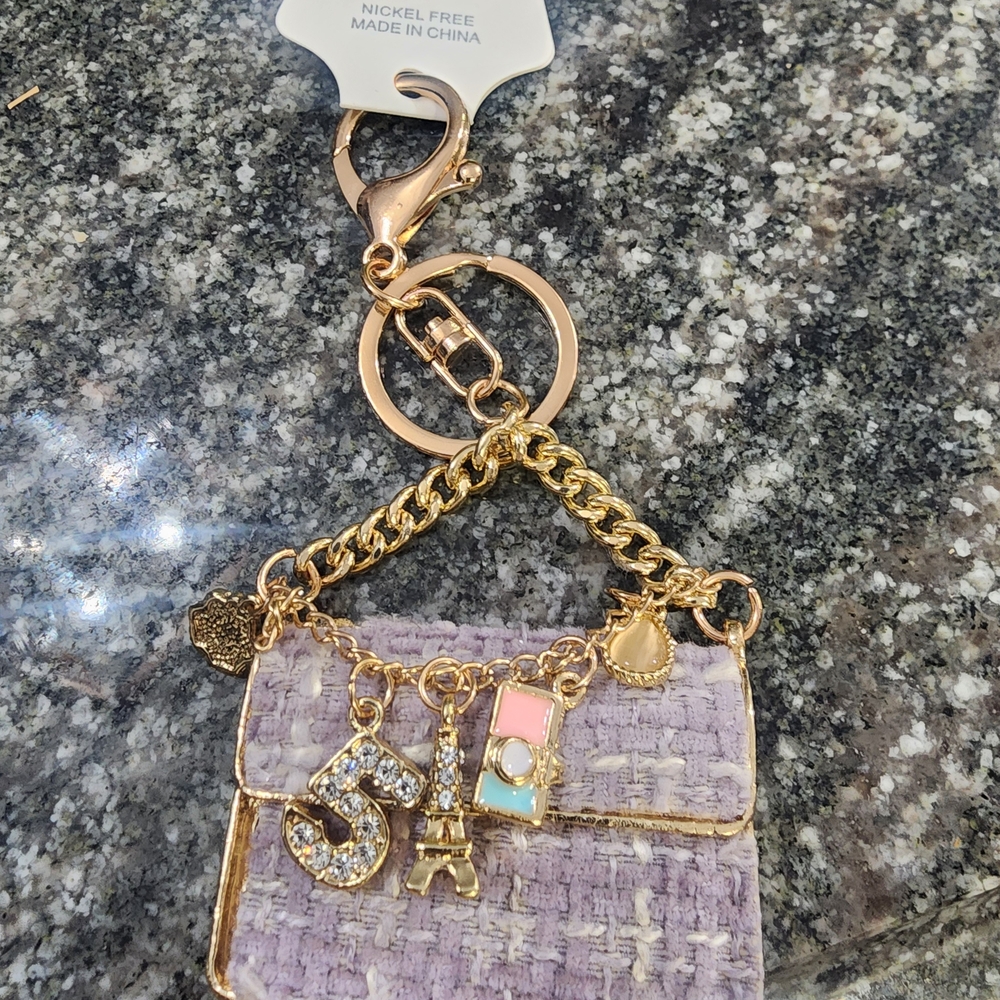 Gold and Purple Charm Keychain - Picture 4 of 4